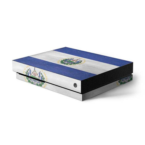 El Salvador Flag Distressed Xbox One X Console Skin